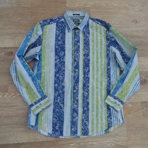 INDIGO PALMS Mens Shirt XL Long Sleeve Striped